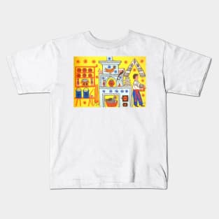 Maria Primachenko - dumplings on the shelf 1979 Kids T-Shirt